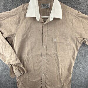 Givenchy Contrast Collar Medium Beige Button Up Shirt Pocket Solid Men Spread